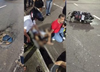 Grávida morre junto com o bebê após cair de moto por conta de buraco na Djalma Batista