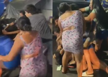 Vídeo: ‘Fura fila’ causa pancadaria entre torcedoras do Caprichoso em Parintins