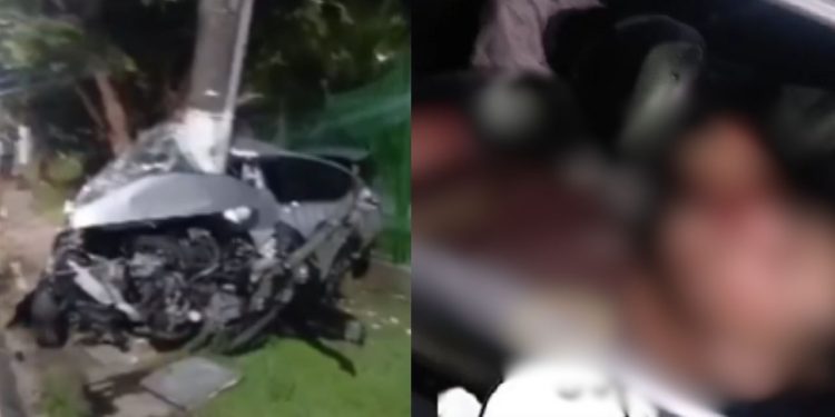 Vídeo: Na Ponta Negra, motorista ‘abraça o poste’ e fica preso às ferragens