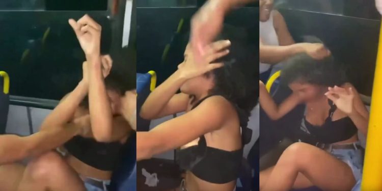 VÍDEO: Novinha sangra pela boca após tapas de passageiros revoltados: “tava roubando”