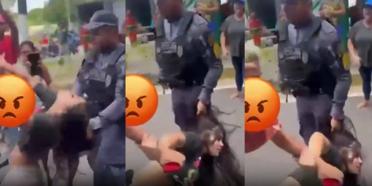 Vídeo mostra jovem sendo puxada pelos cabelos por PM durante protesto em Manaus