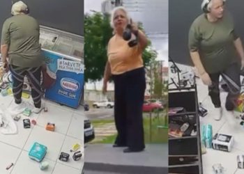 Moradora de condomínio surta, quebra loja de conveniência e ameaça funcionários em Manaus