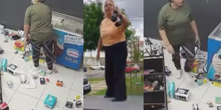 Moradora de condomínio surta, quebra loja de conveniência e ameaça funcionários em Manaus