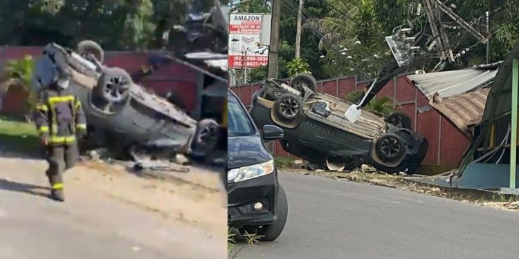 Moradores do Tarumã-Açu ficam sem energia após caminhonete derrubar poste