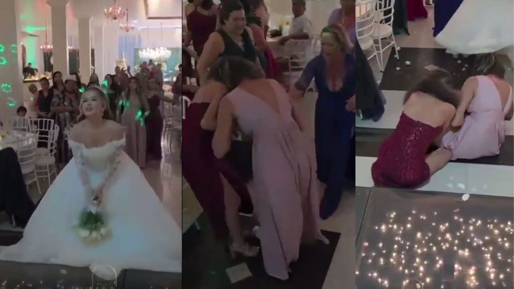 'Encalhadas' brigam pelo buquê durante casamento em Manaus