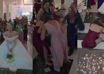 'Encalhadas' brigam pelo buquê durante casamento em Manaus