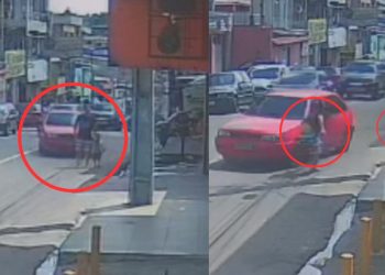 Vídeo forte mostra carro na contramão atropelando homem e criança na Compensa