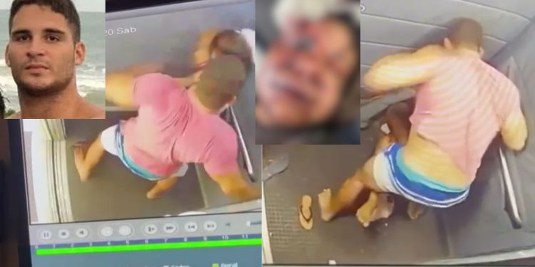 Vídeo absurdo mostra homem deixando a namorada desfigurada com socos em elevador