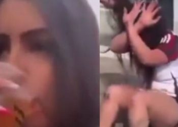 Vídeo: Depois de filmar traficante no baile, mulher é punida com socos: ‘nunca mais vou fazer’