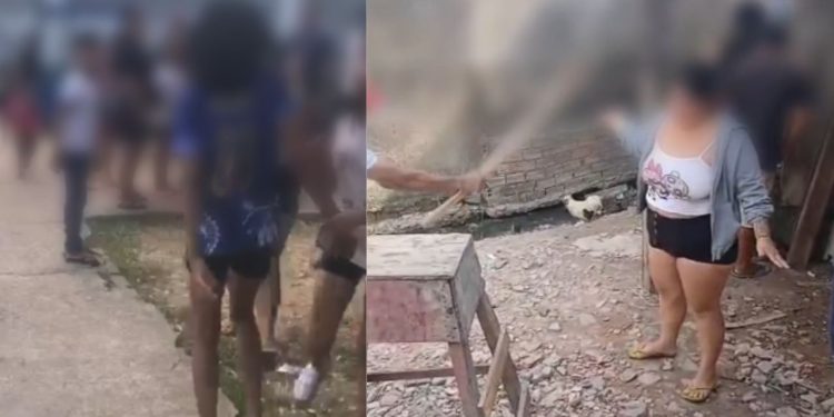 Vídeo: Após dizer que iria “quebrar a cara” de adolescente, mulher leva ripadas nas mãos em Manacapuru