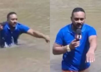 Repórter entra em rio e pisa em corpo de jovem desaparecida por afogamento; veja o vídeo