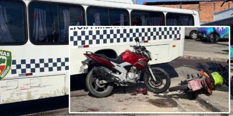 Um estrago! Colisão deixa vítimas em baixo de ônibus após acidente de moto na Av. Buriti. Veja o vídeo