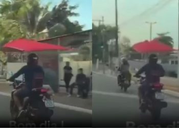 "Manaus não é para os fracos": vídeo mostra motociclista pilotando com sombrinha para escapar do sol