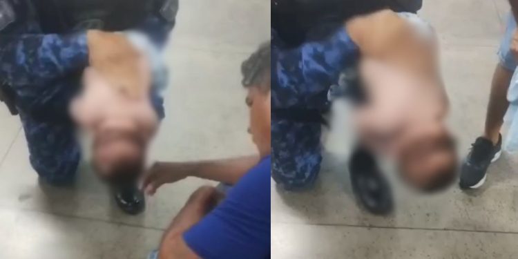 Vídeo mostra bebê de 2 meses que estava engasgado com leite sendo salvo por guardas em Manaus