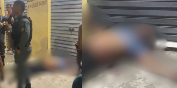 Vídeo: Assaltante fica no ‘bico do urubu’ após ser pego por justiceiro em Manaus