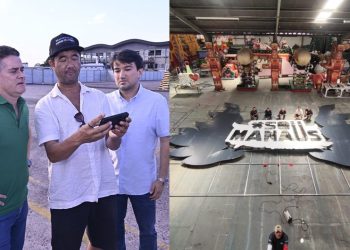 Prefeito David Almeida acompanha avanços da montagem do palco Malcher do #SouManaus