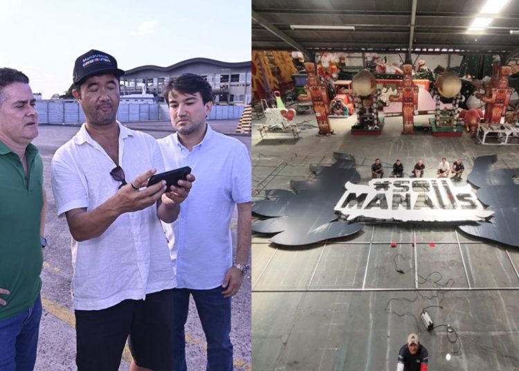 Prefeito David Almeida acompanha avanços da montagem do palco Malcher do #SouManaus