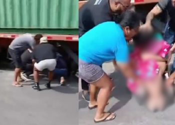 Veja momento que cadeirante é resgatada debaixo de carreta na Cidade Nova