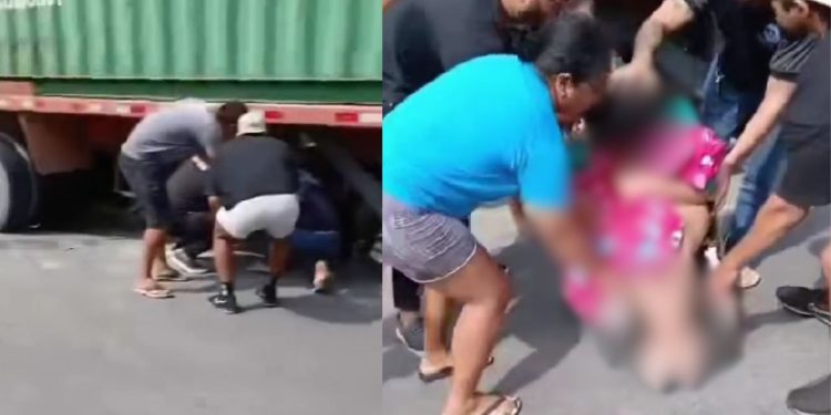 Veja momento que cadeirante é resgatada debaixo de carreta na Cidade Nova