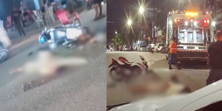 Ao realizar curva, motociclista tem cabeça esmagada por caminhão de lixo em Manaus