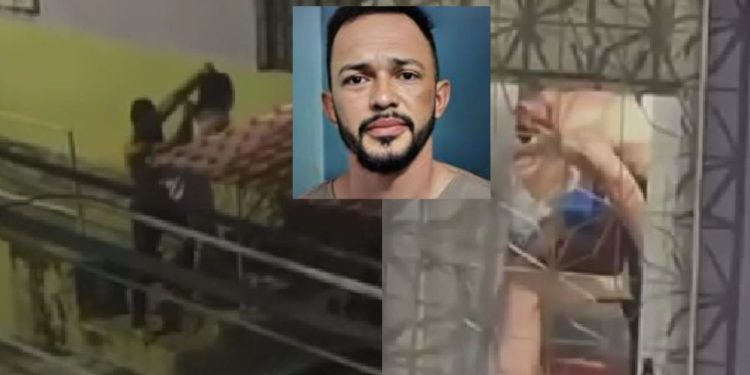 Vídeo mostra homem batendo em mulher no Coroado antes de ser preso em flagrante