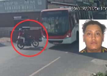 Veja o momento que motociclista perda a vida ao colidir contra ônibus no Armando Mendes
