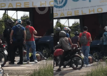 Acidente de trânsito deixa motociclista ferido após colisão com Picape. VEJA O VÍDEO