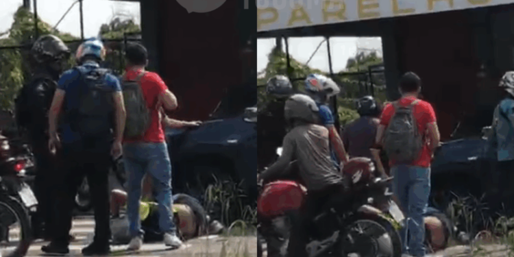 Acidente de trânsito deixa motociclista ferido após colisão com Picape. VEJA O VÍDEO