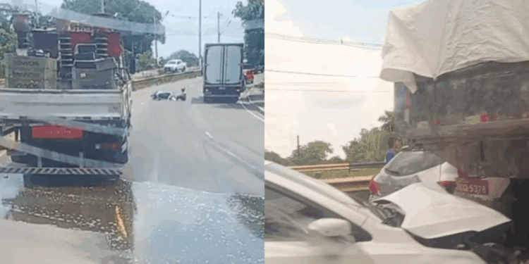 Óleo na pista causa acidentes no bairro Tarumã