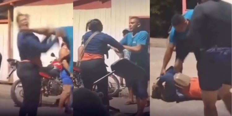 Ninguém fez nada? Vídeo mostra 'valentão' dando socos e chutes em mulher no Amazonas