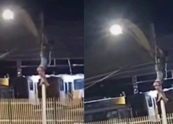 Vídeo mostra ‘zé droguinha’ furtando fios de porte a ponto de morrer perto do T5