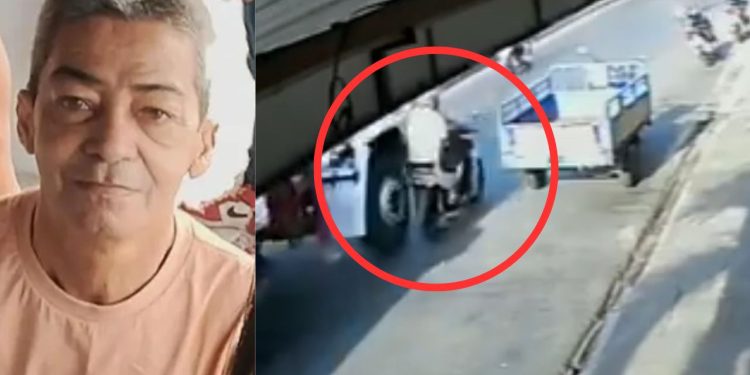 Vídeo: Em Parintins, idoso morre ao ser atingido por caminhão na garupa da moto da filha