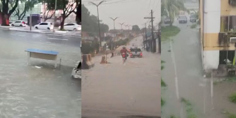 Forte chuva em Manaus causa alagamentos e riscos de desabamento em várias áreas
