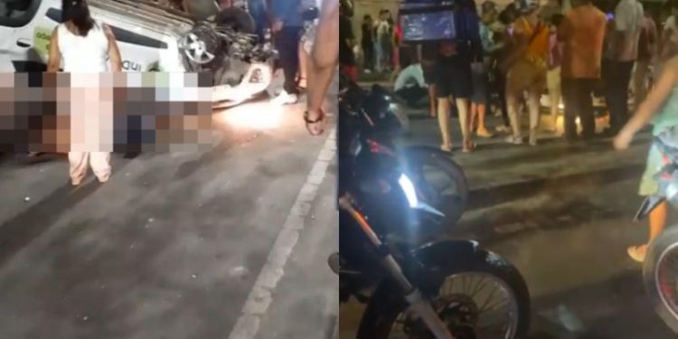 Casal é arremessado de carro que capotou na Av. Brigadeiro Hilário Gurjão