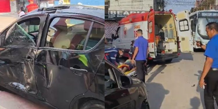 Colisão entre ônibus e carro termina com um ferido no Tarumã