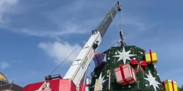 Uma vítima fatal em acidente na montagem de árvore de Natal