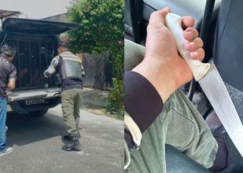 Valentão! Ameaçou a própria mãe com facão