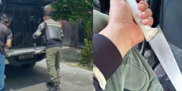 Valentão! Ameaçou a própria mãe com facão