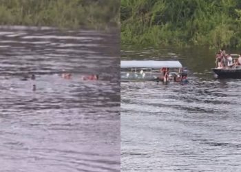 Veja o resgate de uma família após naufrágio em igarapé