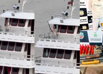 Vídeo: Em surto, homem pega espingarda e sai atirando dentro de barco em Manicoré