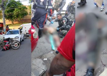 Vídeo: Acidente entre moto e carro deixa militar da Aeronáutica ferido no Educandos