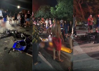 Vídeo: Batida entre três motos deixa quatro feridos na zona leste de Manaus