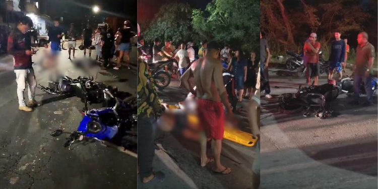 Vídeo: Batida entre três motos deixa quatro feridos na zona leste de Manaus