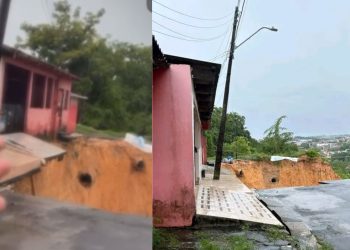 "Me ajuda": vídeo mostra desespero de homem ao ver os pais presos em casa prestes a desabar em Manaus
