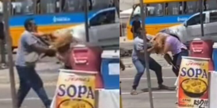 Vídeo mostra homem no 'atraque' com mulher perto da Feira do Produtor: "Covarde"