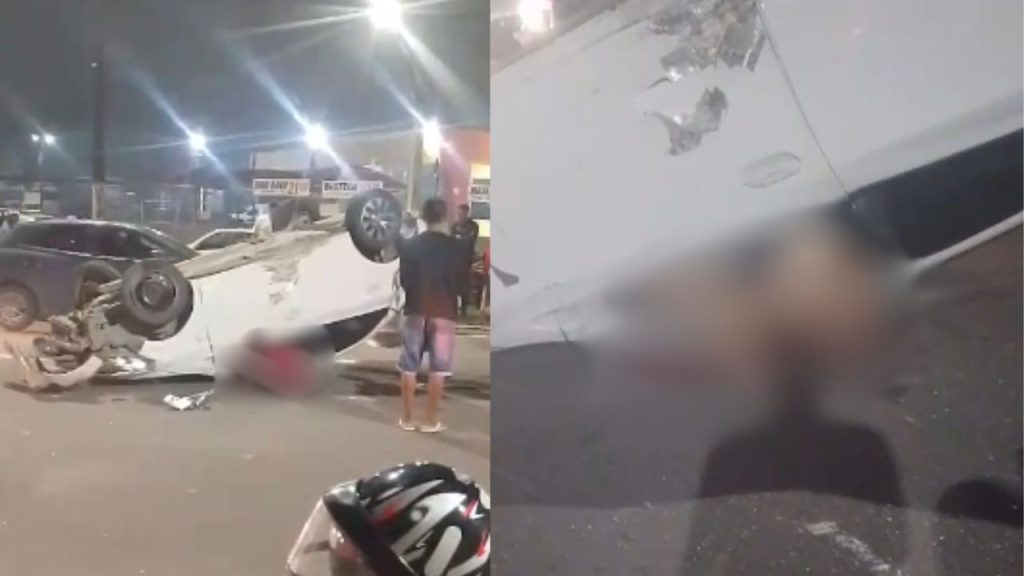 Carro bate no meio-fio, capota na Max Teixeira e mulher acaba morta