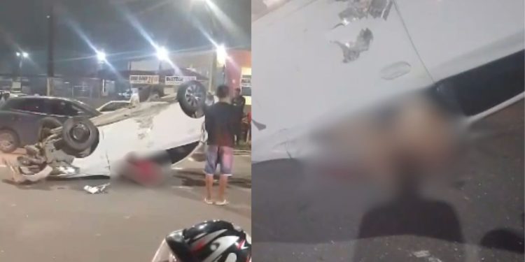 Carro bate no meio-fio, capota na Max Teixeira e mulher acaba morta
