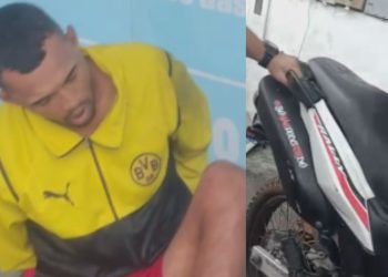 Bandido cai de moto durante assalto e acaba agredido pela população em Manaus