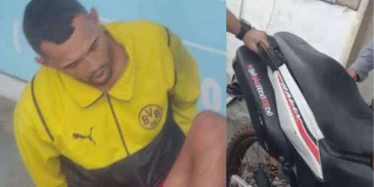 Bandido cai de moto durante assalto e acaba agredido pela população em Manaus