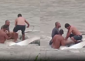 Vídeo mostra jovem desacordado sendo resgatado após carro cair no Igarapé do 40